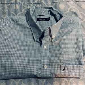 Mens Nautica short sleeve button down2XL light/navy blue
